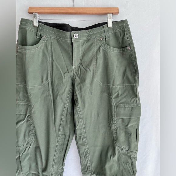 Kuhl Pants Nylon Cargo Roll Up Legs Women Green Sz 14 Reg Lightweight Hiking EUC - Picture 8 of 8